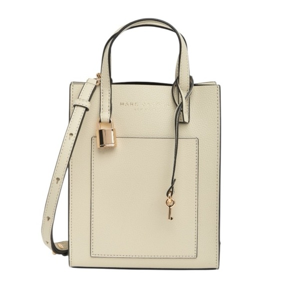 NWT Marc Jacobs The Tote Bag Leather Micro Top Handle Crossbody Purse Ivory - Picture 1 of 8